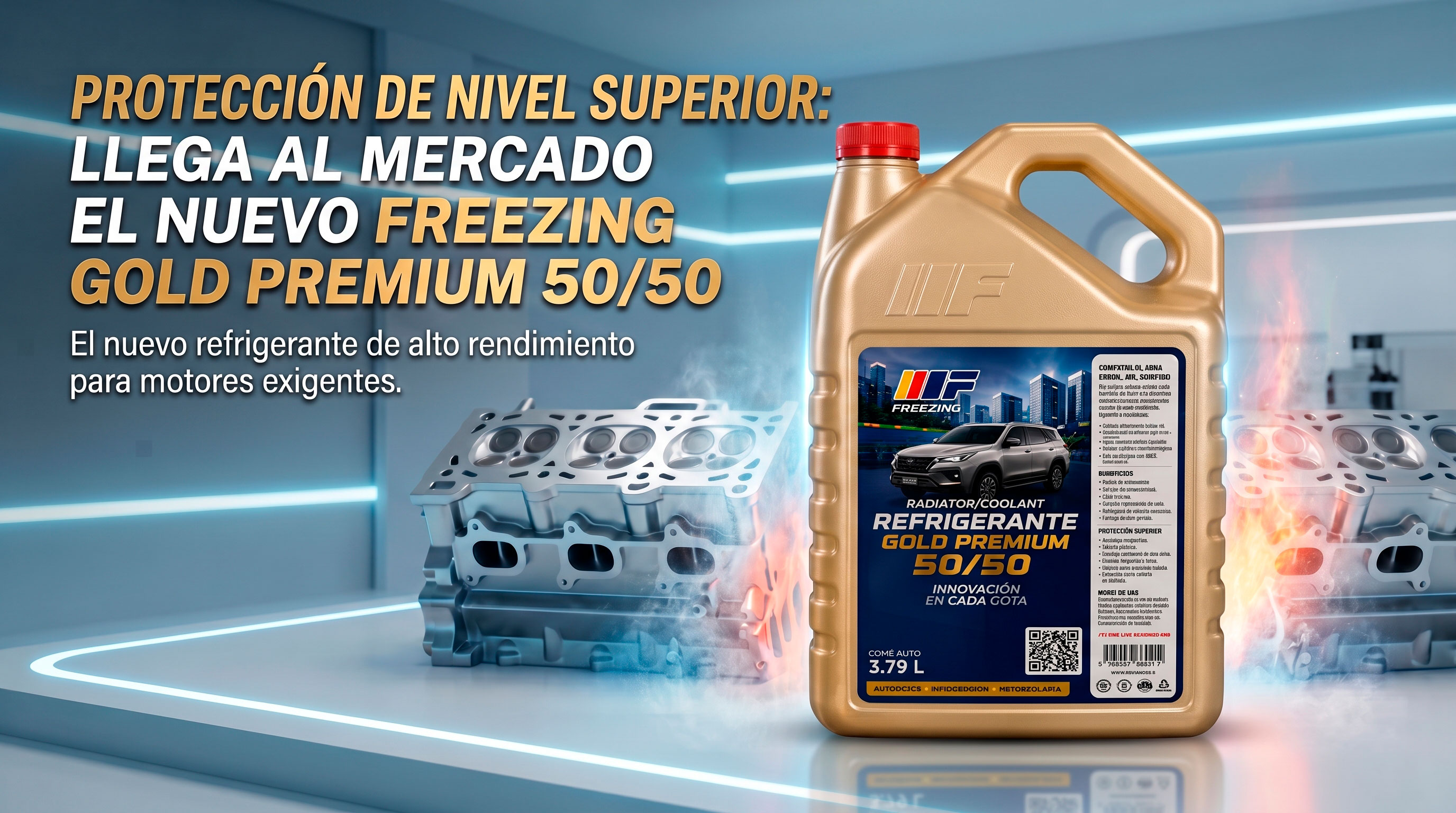 Refrigerante Freezing Golden Premium 50/50 - Caja de 4 galones